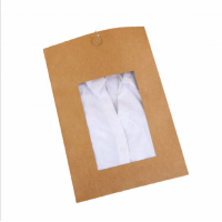 China Factory Directly Shirt Garment Kraft Paper File Bag Pvc Clear Window Black Packing Bag